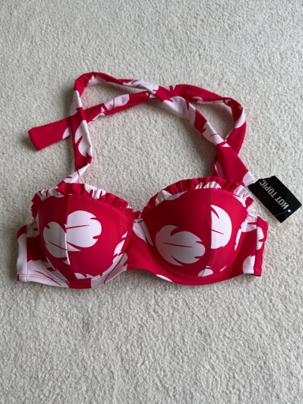 Lilo Halter Bikini Top extra Small Red molded cups floral Disney tropical swim
